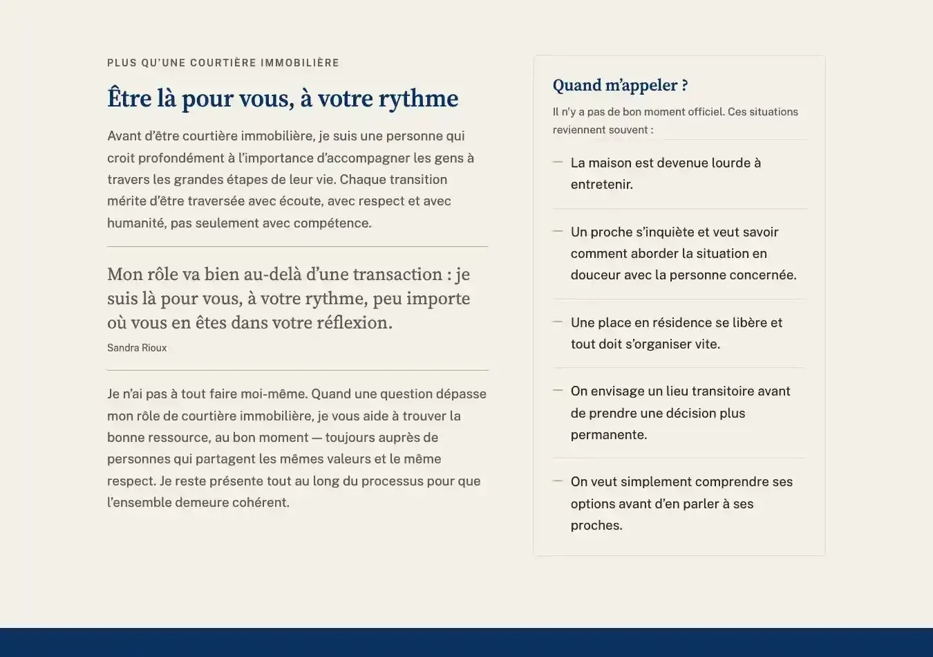 Détail du site Sandra Rioux · Avec Vous