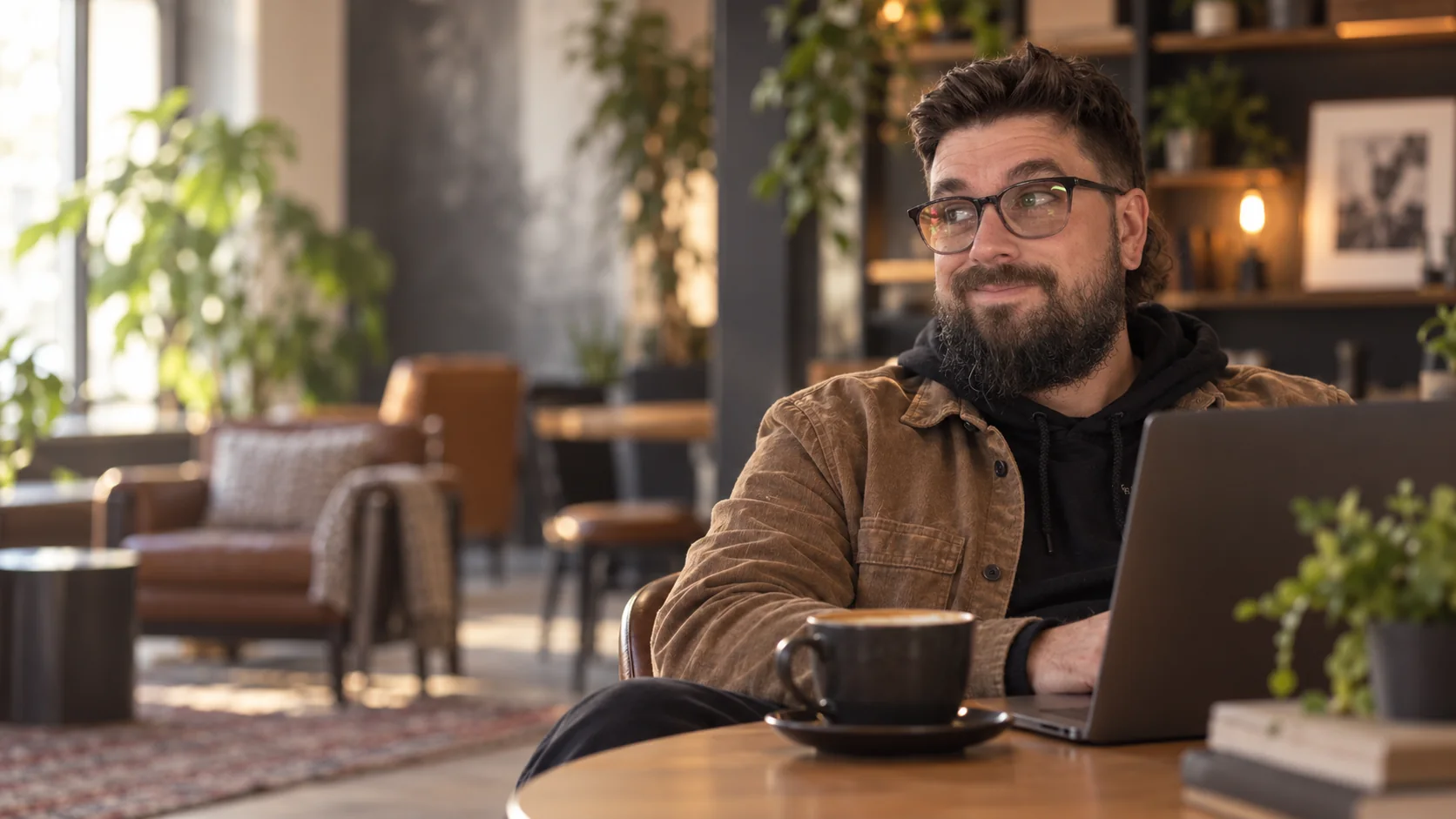 Karl G.-Picard devant son ordinateur
