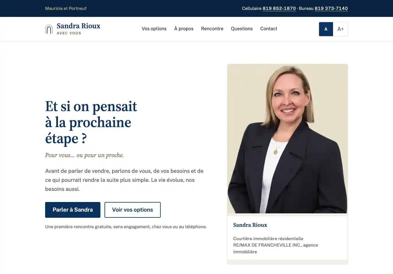 Page d’accueil du site Sandra Rioux · Avec Vous