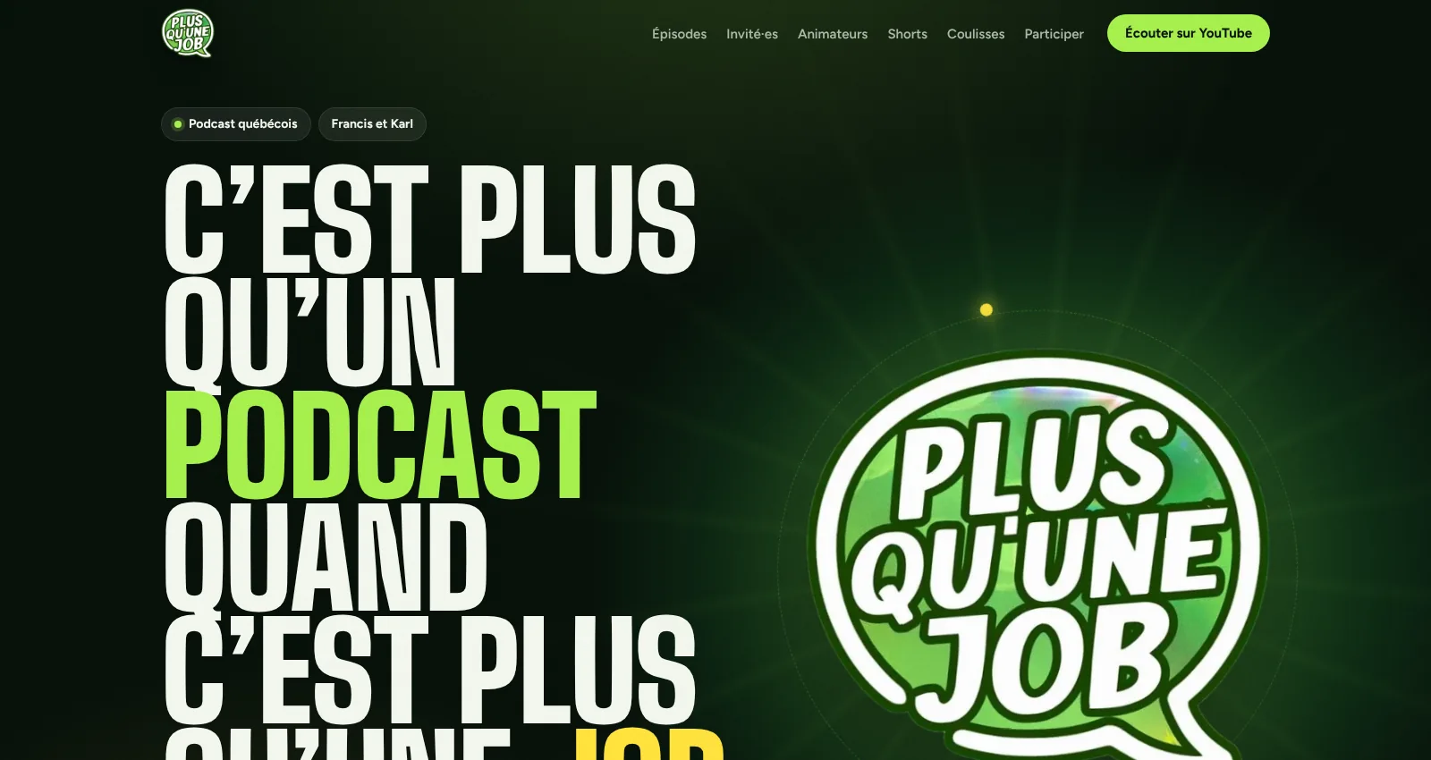 Aperçu du site Plus qu’une job