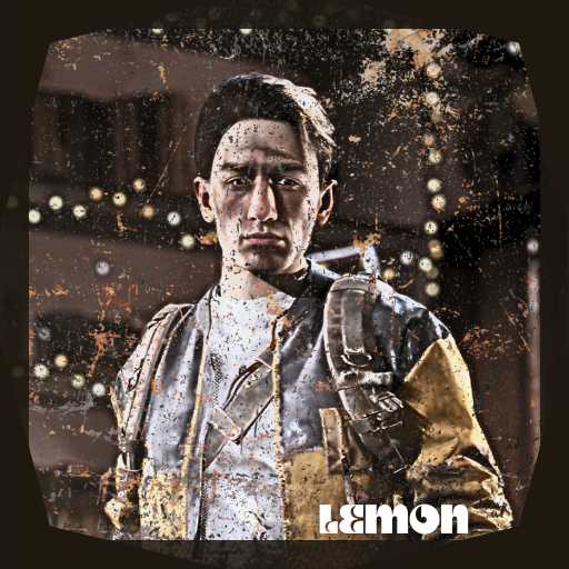 Lemon debout dans un couloir souterrain crasseux, éclairé par des néons blancs, entouré de casiers cabossés et de graffitis Arc Raiders.