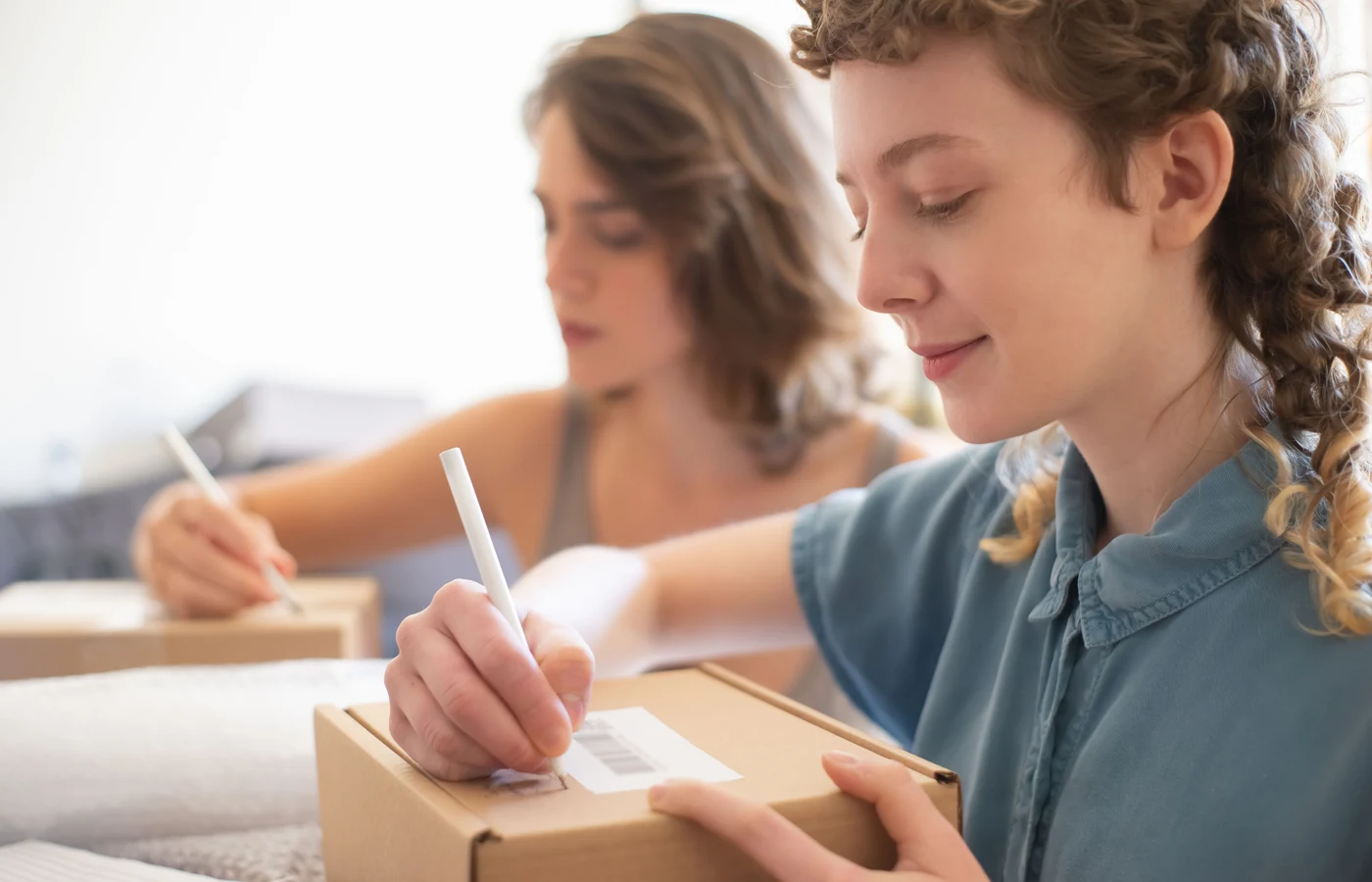 Deux collègues planifiant leurs prochaines actions avec des notes de travail